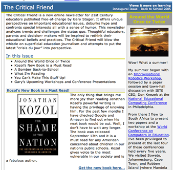 Issue 1 of The Critical Friend Newsletter